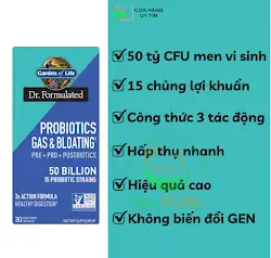 vien uong loi khuan Probiotic Gas and Bloating Garden of Life giam day bung kho tieu 1